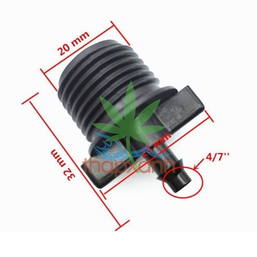 รูปภาพของ Khởi thủy ren 1/2" 20-21 ra gân 4/7 KT47.21, Côn thu 21 sang dây PE LDPE PVC 4/7 6 mm