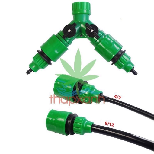 图片 Đầu nối nhanh chia 2, Y chia 2 có van khóa, Kèm 2 đầu nối nhanh