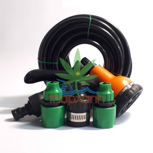 รูปภาพของ Bộ vòi phun xịt nước Tưới cây, Rửa xe 8 trong 1 VOI-N8T1.526, Bộ 4 món Đai siết + 10m Dây 8-12 mm