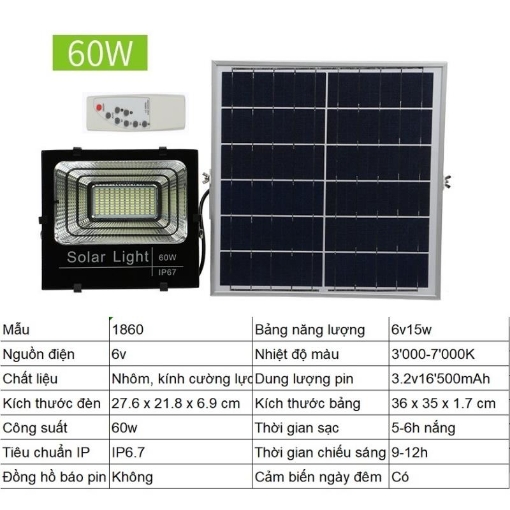 รูปภาพของ Đèn led năng lượng mặt trời SUN-1860 60W, Đèn năng lượng mặt trời IP 67