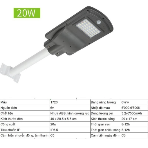 图片 Đèn led năng lượng mặt trời MON-1720 20W, Đèn năng lượng mặt trời IP 65