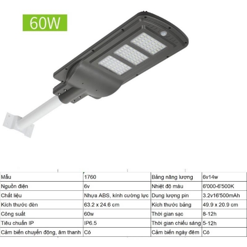 Picture of Đèn led năng lượng mặt trời MON-1760 60W, Đèn năng lượng mặt trời IP 65