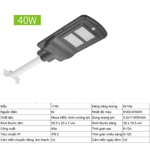 รูปภาพของ Đèn led năng lượng mặt trời MON-1740 40W, Đèn năng lượng mặt trời IP 65