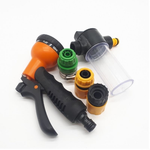 รูปภาพของ Bộ vòi xịt nước Tưới cây, Rửa xe BTN-5202, Bộ 3 món Vòi 8 in 1 Kèm bình xà phòng 12-18 mm