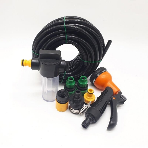 Ảnh của Bộ vòi xịt nước tưới cây, Rửa xe BTN-7202, Vòi 8 in  1 kèm bình xà phòng + 15m dây