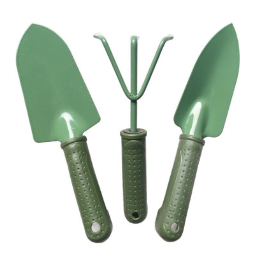 Gambar Bộ dụng cụ làm vườn 3 món thép xanh TXE-3SO, Bộ xẻng 3 món sơn tĩnh điện, Dụng cụ 3 trong 1
