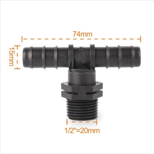 Gambar Khởi thủy Tê T chia 3  KTT-12.16, Đầu vào ren 1/2" 20-21 mm Ra 2 đầu 16 mm