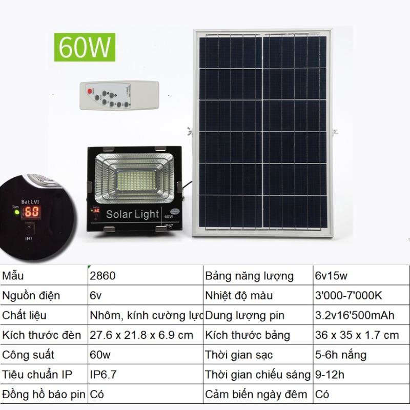 60W + Điều khiển + Pin năng lượng mặt trời + Pin li-ion [+332,000đ]