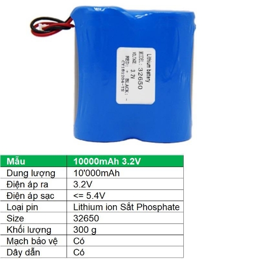 รูปภาพของ Pin lithium ion 32650 10000mAh 3.2V Sắt Phosphate  32650, Mạch bảo vệ, Dây