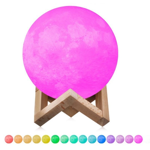 รูปภาพของ Đèn ngủ mặt trăng ML3D-0816, Đèn mặt trăng 16 màu 8cm Điều khiển từ xa,  Đèn trang trí Moon Light 3D