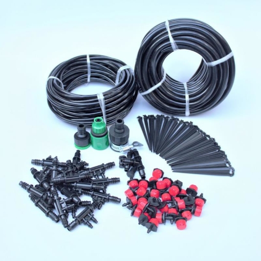 Ảnh của Bộ Kit 32 Đầu béc tưới 8 tia đầy đủ dây, phụ kiện TX-DIY-03, Bộ tưới nhỏ giọt 8 tia cho rau hoa tự láp DIY