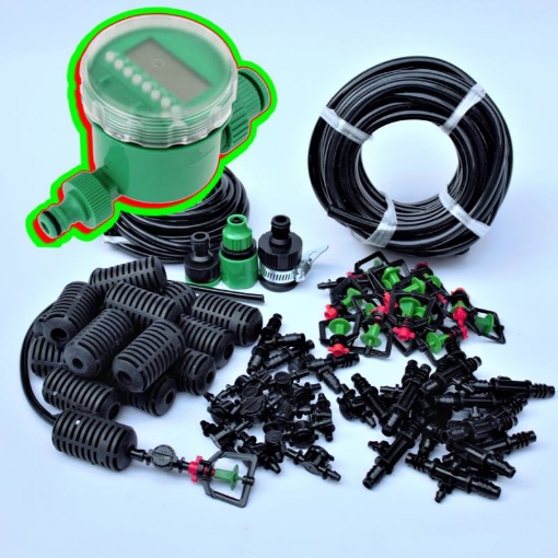 รูปภาพของ Bộ Kit 16 Dây tưới treo xoay 360° + Van nước hẹn giờ FUJIN TX-DIY-085, Béc tưới lan, rau hoa tự lắp DIY