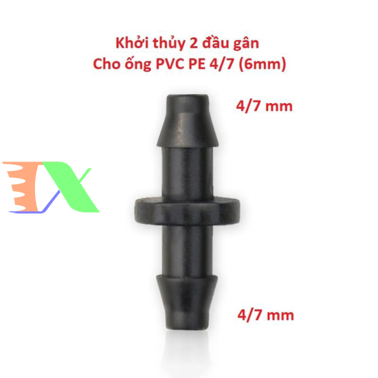Khởi thủy 2 đầu gân 4/7 6 mm TKG2.47, Nối thẳng cho ống PE, LDPE, HDPE ...
