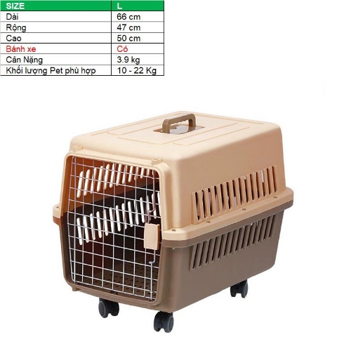 Picture of Lồng vận chuyển Pet có Bánh xe (Size L) LHK-L, Lồng hàng không cho Chó,  Mèo, Thú cưng 10-22 kg