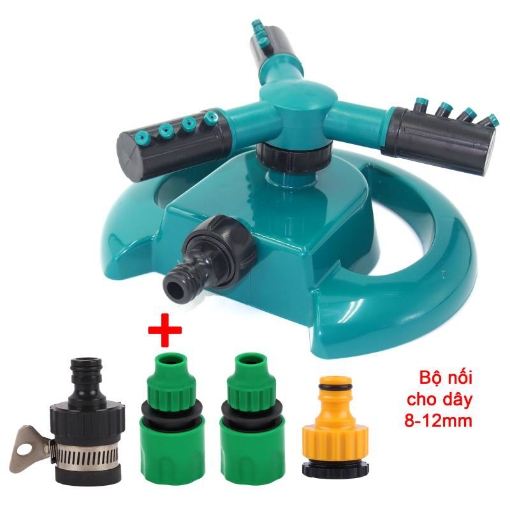 รูปภาพของ Đầu tưới 3 cánh xoay 360° T3C-MT.513 Kèm bộ nối nhanh 811, Vòi phun xoay Chân đế hình mặt trăng