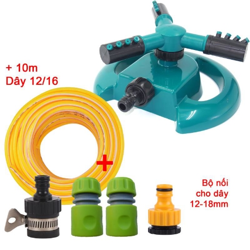 Ảnh của Đầu tưới 3 cánh xoay 360° T3C-MT.617 Kèm bộ nối nhanh, Dây 16, Vòi phun xoay Chân đế hình mặt trăng
