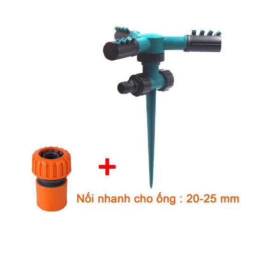 Ảnh của Đầu tưới 3 cánh xoay 360° T3C-CC.222 Kèm nối nhanh 20, Vòi tưới phun mưa 360 độ Có chân cắm