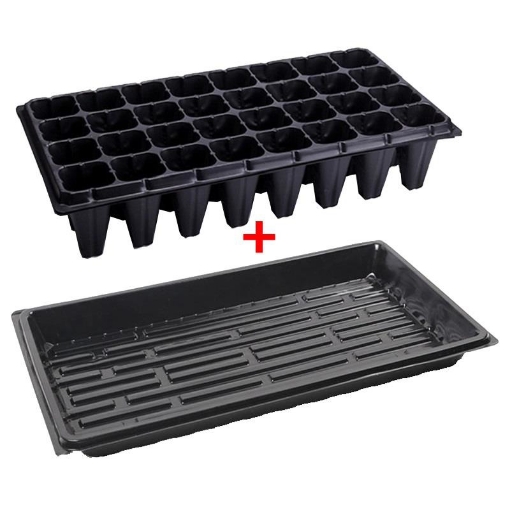 Ảnh của Vỉ nhựa ươm hạt giống kèm Khay chứa nước ươm cây 55*30*5.5 cm, Kit khay nhựa