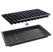 Ảnh của Vỉ nhựa ươm hạt giống kèm Khay chứa nước ươm cây 55*30*5.5 cm, Kit khay nhựa