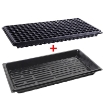 Ảnh của Vỉ nhựa ươm hạt giống kèm Khay chứa nước ươm cây 55*30*5.5 cm, Kit khay nhựa