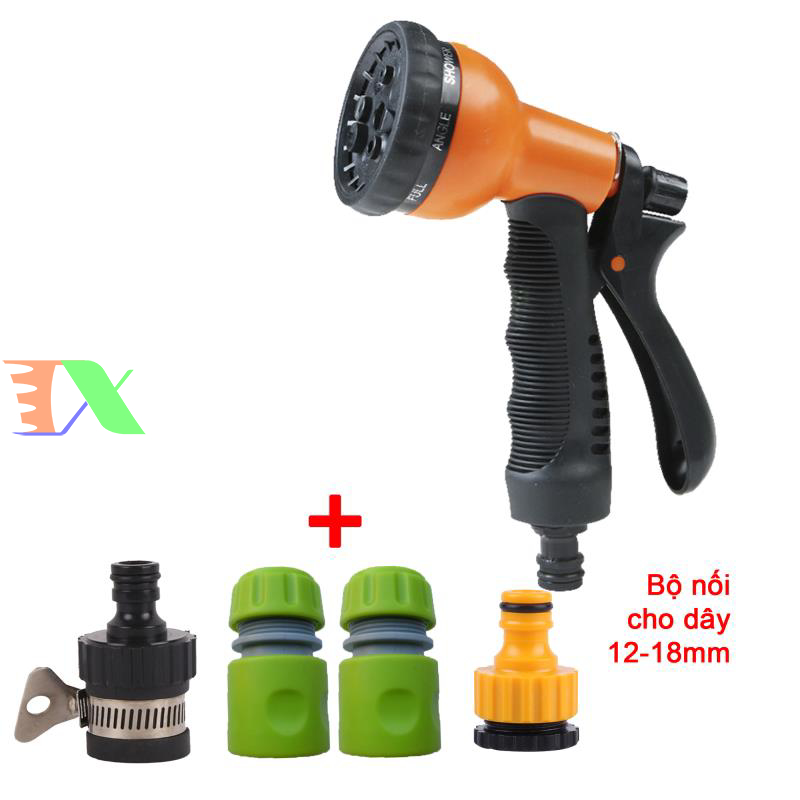 Vòi xịt nước tưới cây, rửa xe, phun sương đa năng (8 trong 1) kèm cút chuyển nhanh 16 siêu bền