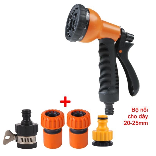 รูปภาพของ Bộ vòi xịt nước tưới cây, Rửa xe 8 chế độ VOI-N8T1.514,  Bộ 5 món Vòi 8 trong 1  Nối nhanh 20-25 mm