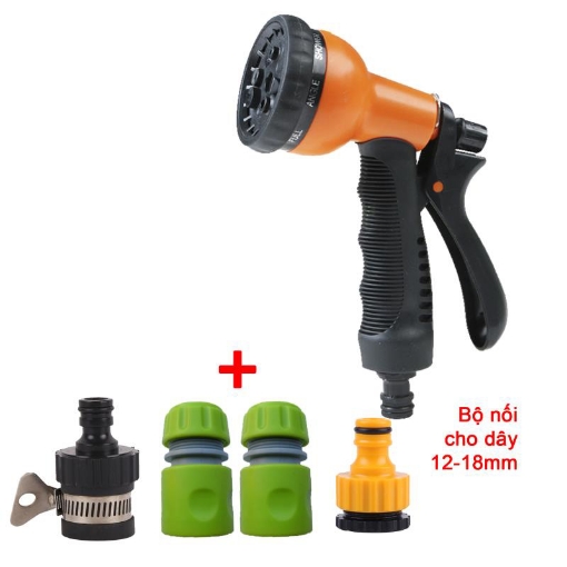 Picture of Bộ phụ kiện tưới cây, Rửa xe 8 chế độ VPN-5022, Bộ 5 món Vòi tưới cây 8 trong 1 Nối nhanh 12-16 mm