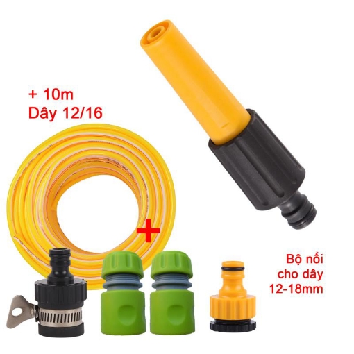 Ảnh của Bộ vòi xịt nước tưới cây, rửa xe VOI-N16.629, Bộ vòi thẳng 5 món đa năng + Dây 12/16 mm
