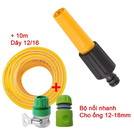 Picture of Bộ vòi xịt nước tưới cây, rửa xe VOI-N16.430, Vòi thẳng đa năng 3 món + Dây 12/16 mm