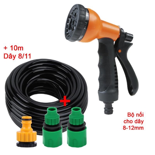 Picture of Bộ vòi xịt nước tưới cây, Rửa xe 8 chế độ VOI-N8T1.523,  Bộ 4 món Vòi 8 trong 1  + Dây 8/12 mm