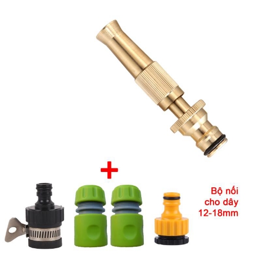 Gambar Bộ phụ kiện tưới cây, Rửa xe 5 món VPD-5023, Vòi tưới cây đồng VOI-6 + Bộ nối nhanh 12-18 mm