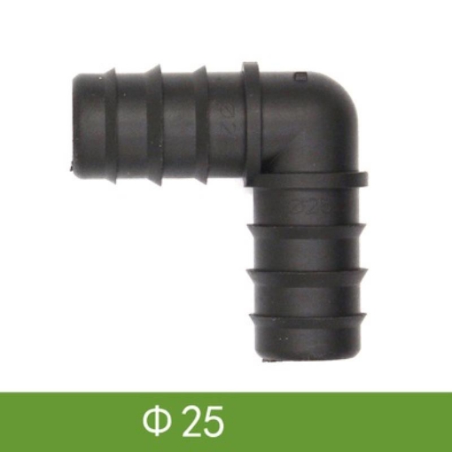 Gambar Góc 90° cho ống Φ25 mm GOC25, Cút góc ống PE, LDPE, HDPE, PVC D25, Cua góc 90 độ