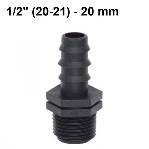 Gambar Khởi thủy TKR-1220 Ren 21 ra ống Φ20 mm, Khởi thủy cho dây PVC PE HDPE LDPE