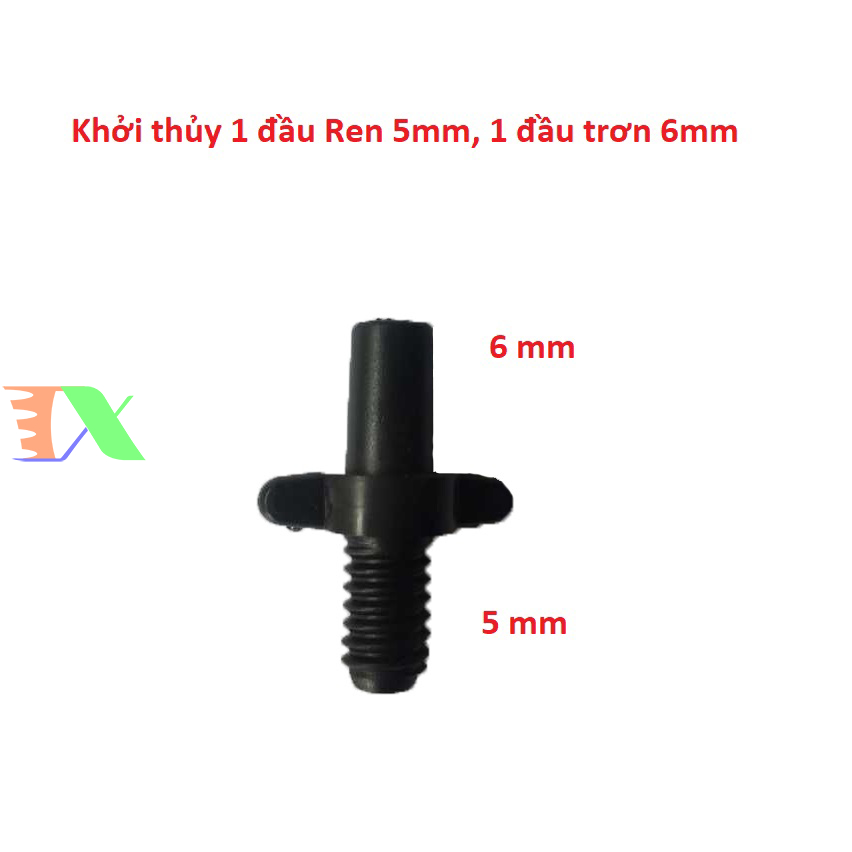 Khởi thủy 1 ren, 1 đầu trơn 6mm (Lắp trực tiếp ống PVC)