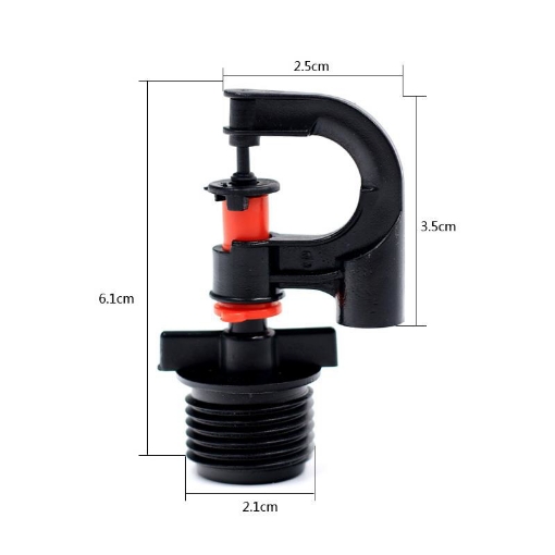 Gambar Đầu tưới xoay phun mưa trơn 6 mm TM-203, Béc tưới xòe 360° Kèm phụ kiện nối