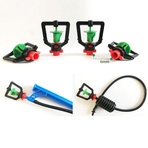 Ảnh của Đầu tưới xoay phun mưa trơn 6mm TM-7203, Béc tưới xòe 360° Kèm phụ kiện nối