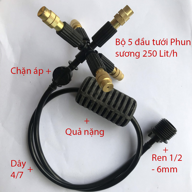 Tưới treo 5 Đầu tưới phun sương 250L/h, ren 1/2 [+28,900đ]