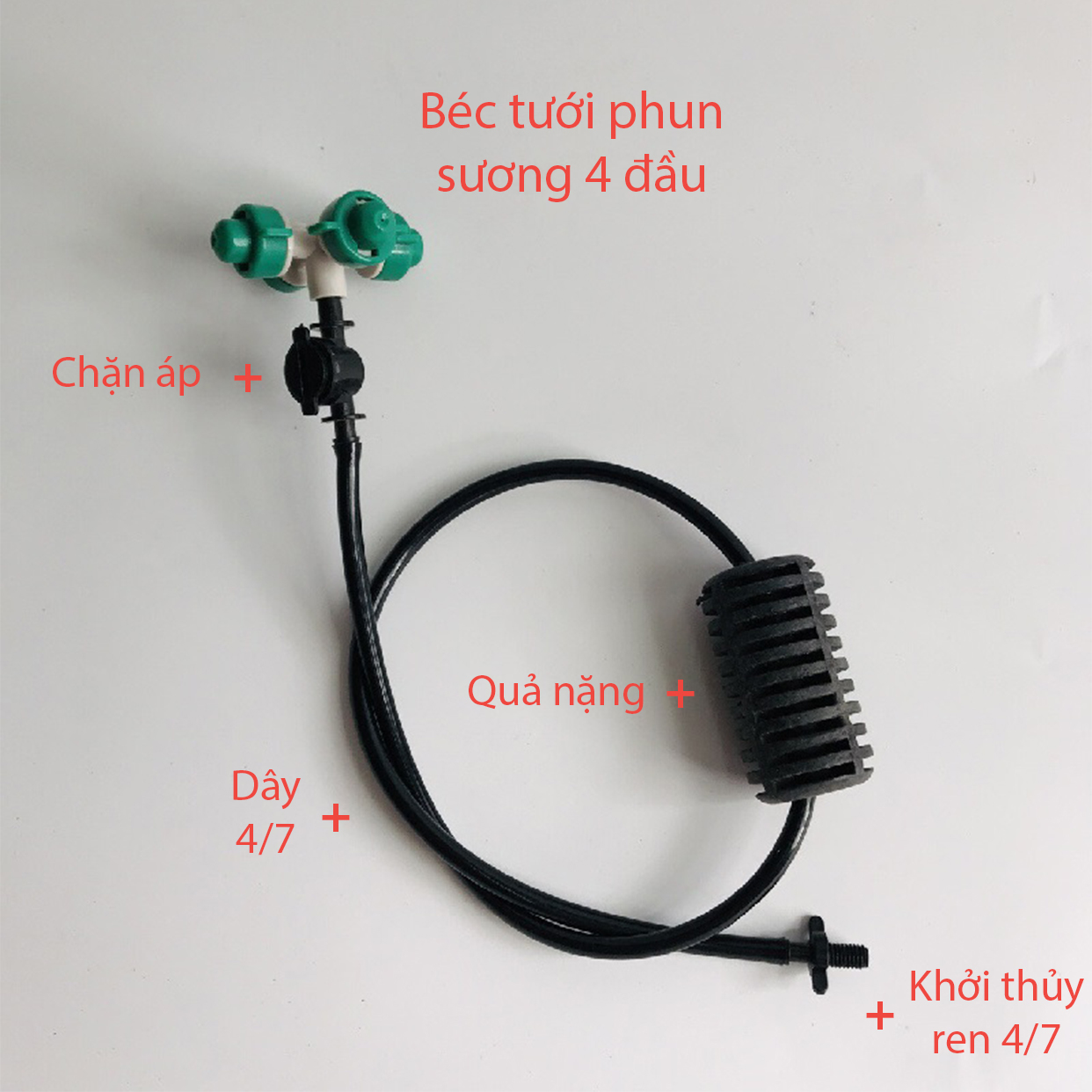 Tưới treo  phun sương 4 đầu (32lit / h), ren 4/7 [+6.700đ ]