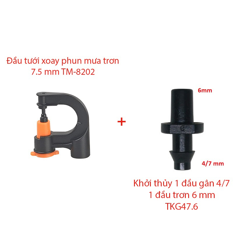 Béc tưới xòe 360° kèm Khởi thủy 1 gân 1 trơn 6 [+300đ ]