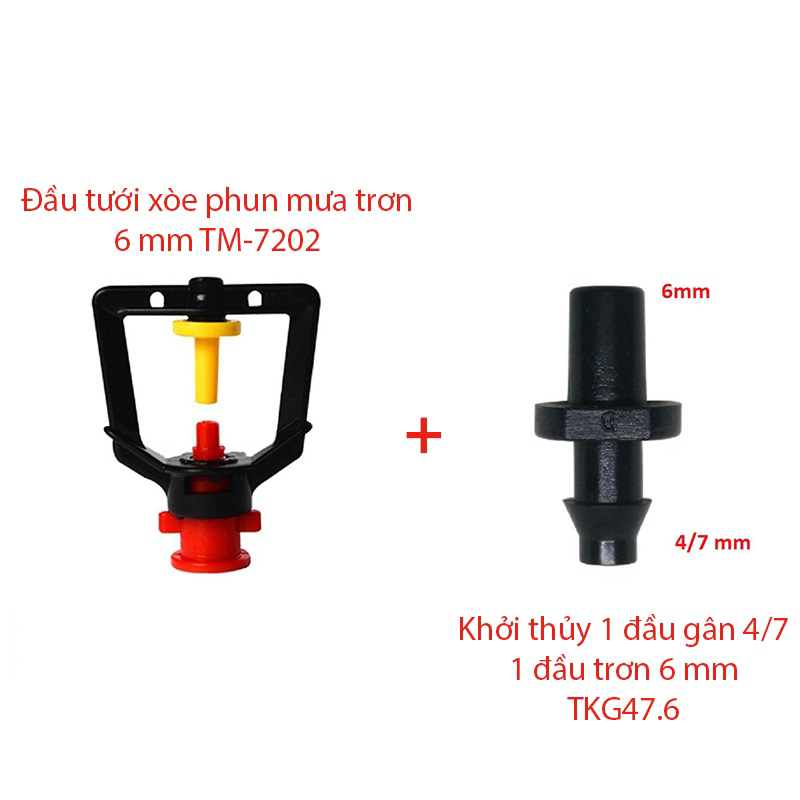 Béc tưới xòe 360° kèm Khởi thủy 1 gân 1 trơn 6 [+300đ]