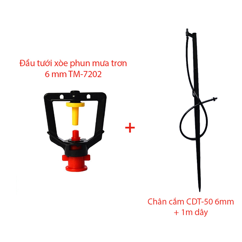 Béc tưới xòe 360° Kèm Chân cắm CDT-50 6mm + 1m dây [+5.800đ]