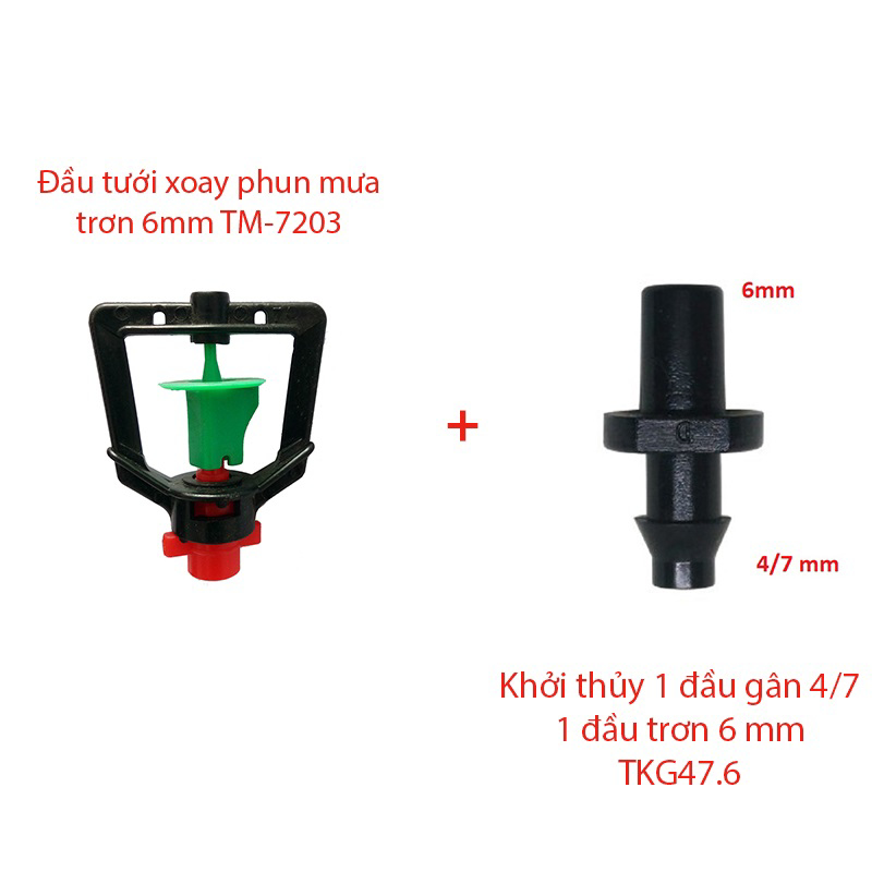 Béc tưới xòe 360° kèm Khởi thủy 1 gân 1 trơn 6 [+300đ]
