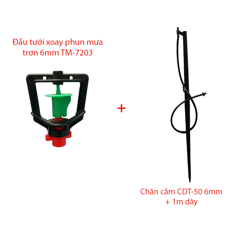 Béc tưới xòe 360° Kèm Chân cắm CDT-50 6mm + 1m dây [+5.800đ]