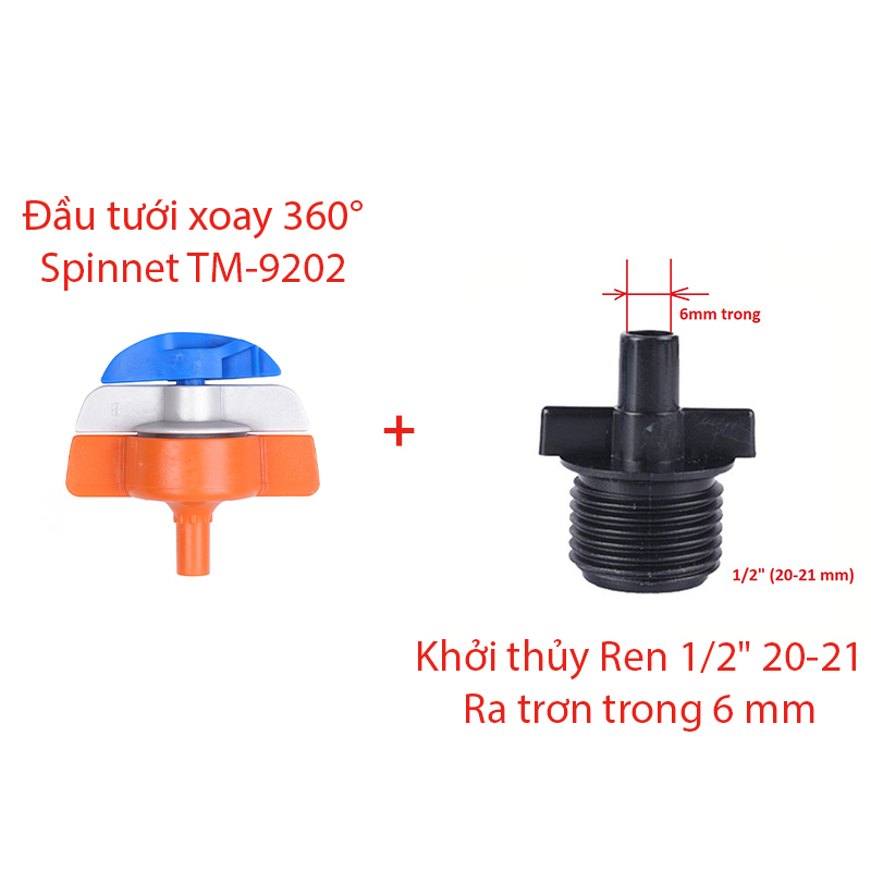Béc tưới xòe 360° Kèm Ren 21-6mm trong [+1.500đ ]