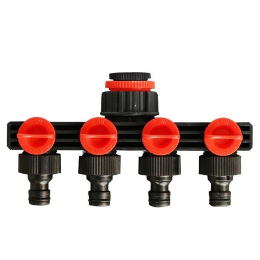 图片 Đầu nối nhanh chia 4 NN4.C1, Khớp nối nhanh chia 4 có van khóa 1/2" 3/4" 1"