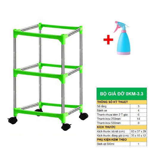 Ảnh của Bộ khung giá Khay trồng rau mầm thủy canh 0KM, Gồm Giá đỡ, Bình xịt