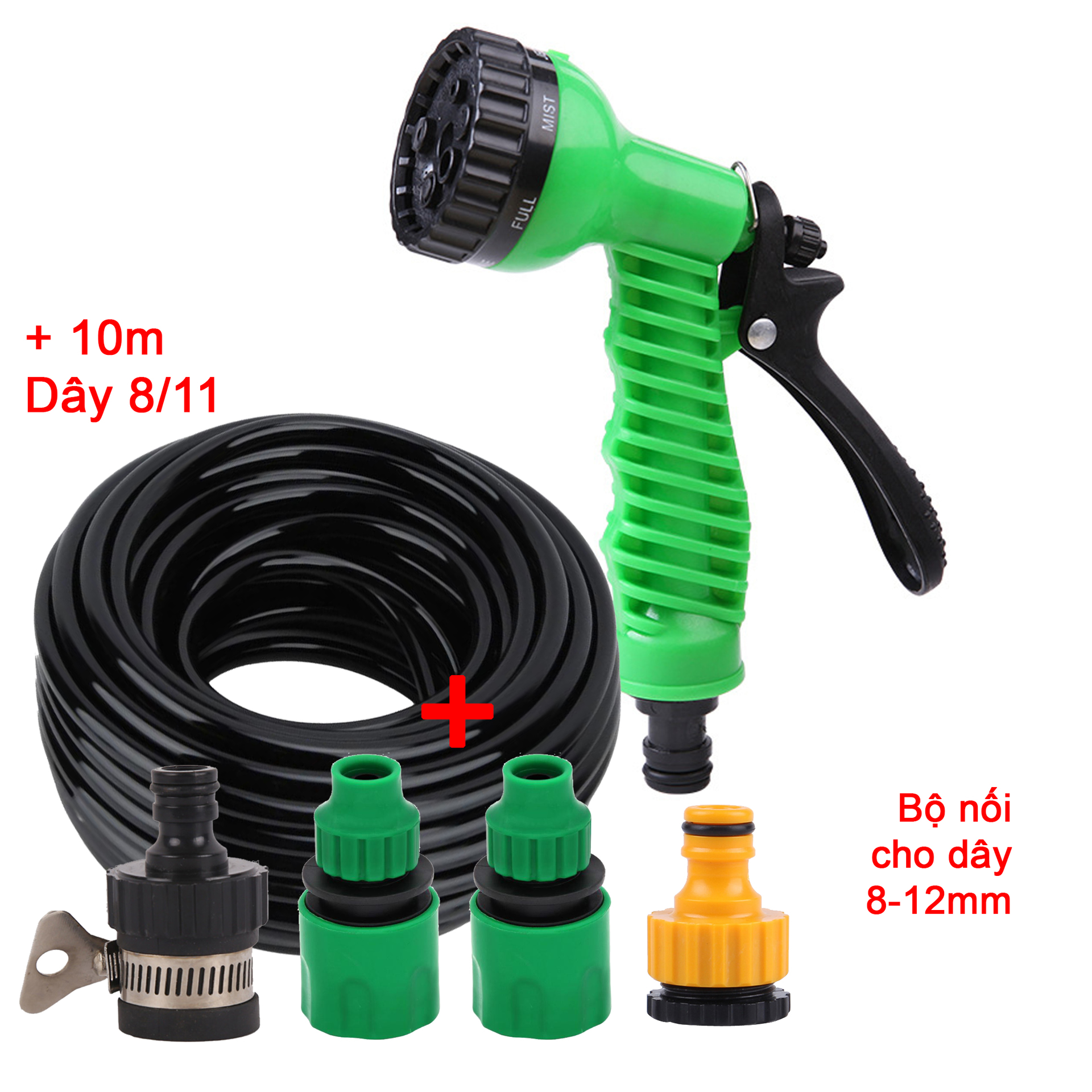 Bộ 5 món 8/12 (Vòi 7T1) + 10m dây 8/12 [+9.000đ]