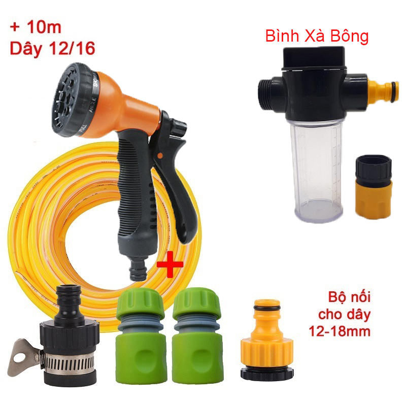 Bộ 6 món 12/18, Bình xà bông (Vòi 8T1) + 10m dây 12/18 [+101,000đ]