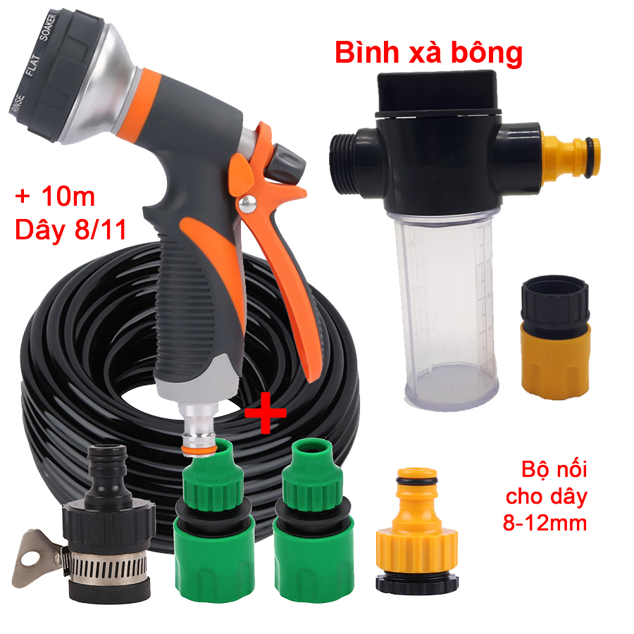 Bộ 6 món 8/12, Bình xà bông (Vòi EC8) + 10m dây 8/12 [+49.000đ]