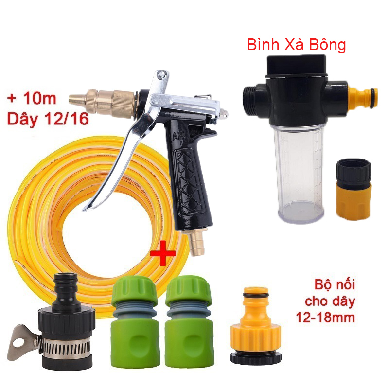 Bộ 6 món 12/18, Bình xà bông (Vòi 5T1) + 10m dây 12/18 [+101.000đ]